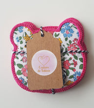 Charger l&#39;image dans la galerie, Lingette ourson fleurie rose
